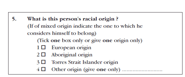 Question prompting Indigenous identification in 1971 Census