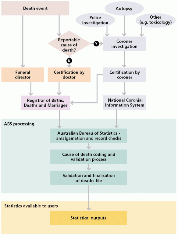 Diagram: Australian cause of death statistics system