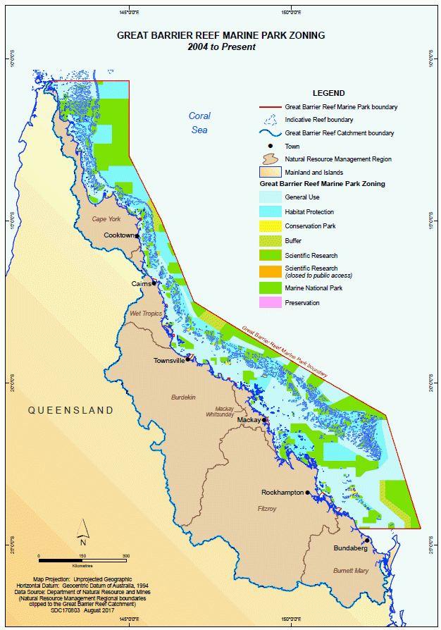 Figure 1. GBR marine park zoning, 2004 - present