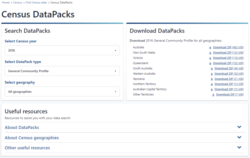 Image of DataPacks user interface.