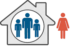The image shows a house and four people, depicting one parent away from home on Census Night. 