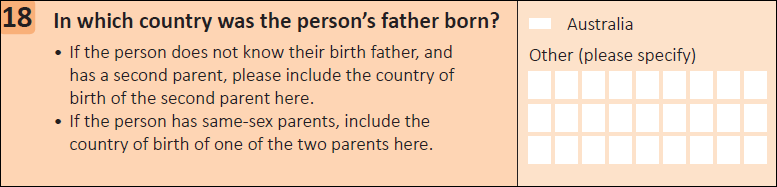 This question seeks information on which country the person's father was born in. 