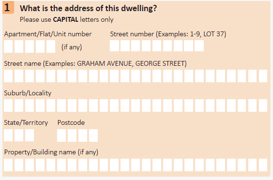 Extract from a survey form where field labels are left aligned and sit above the answer boxes.